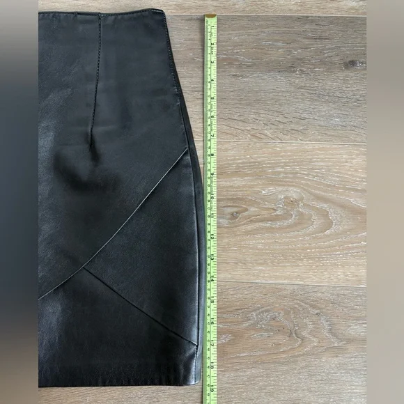 Black Leather Mini Wrap Skirt - Picture 5 of 5